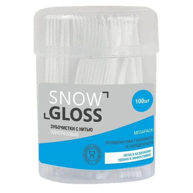 SnowGloss, Одноразовые зубочистки с нитью, 100 шт