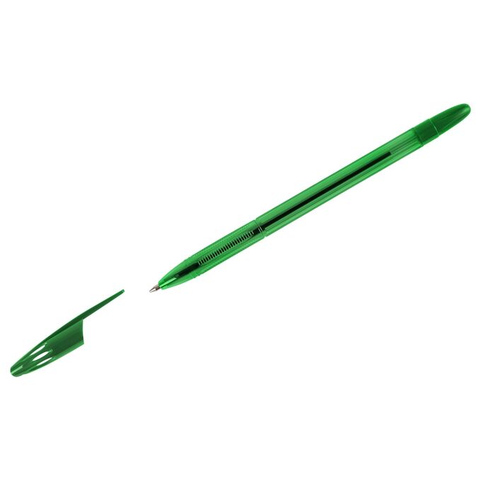 Ручка шариковая СТАММ &quot;555&quot; зеленая, 0,7мм, тонированный корпус