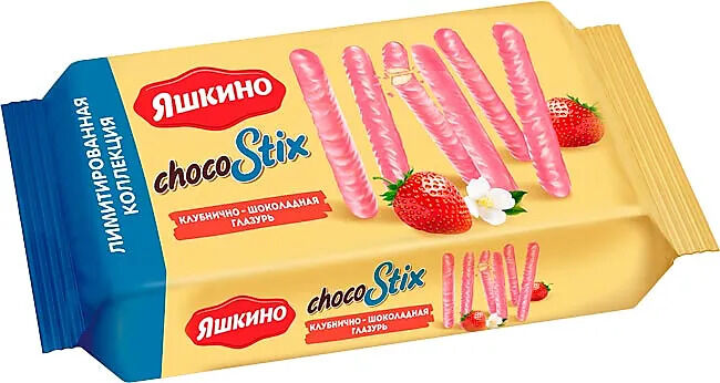 Печенье Яшкино STIX палочки в клубничной глазури 130г