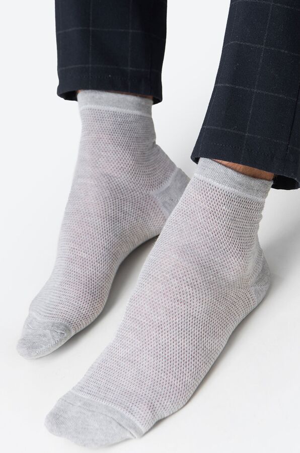 Happy Fox Мужские носки в сетку в размере: 27-29 (41-43), цвет светло серый меланж