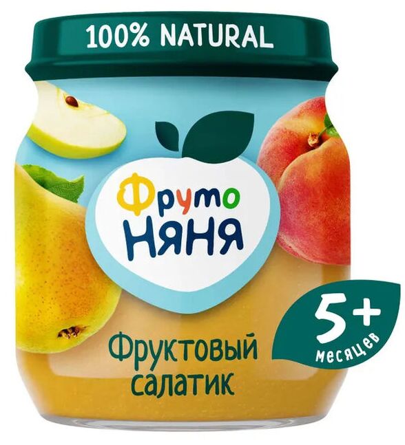 ФРУТОНЯНЯ Пюре 100г Фруктовый салатик (яблоко-груша-персик)