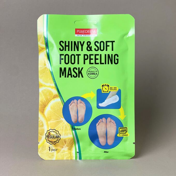 Отшелушивающая маска-пилинг для ног Purederm Shiny &amp; Soft Foot Peeling Mask,1 пара