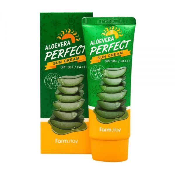 Farm Stay Солнцезащитный крем для лица и тела с алоэ Aloevera Perfect Sun Cream SPF 50+ PA+++