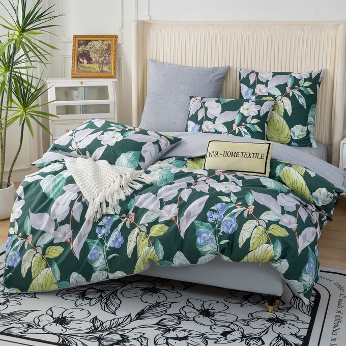 Viva home textile Комплект постельного белья Делюкс Сатин 100% хлопок на резинке LR500