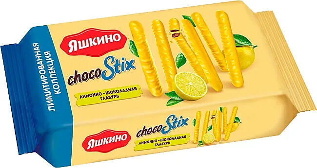 Печенье Яшкино STIX 130г палочки в лимонно-шоколадной глазури
