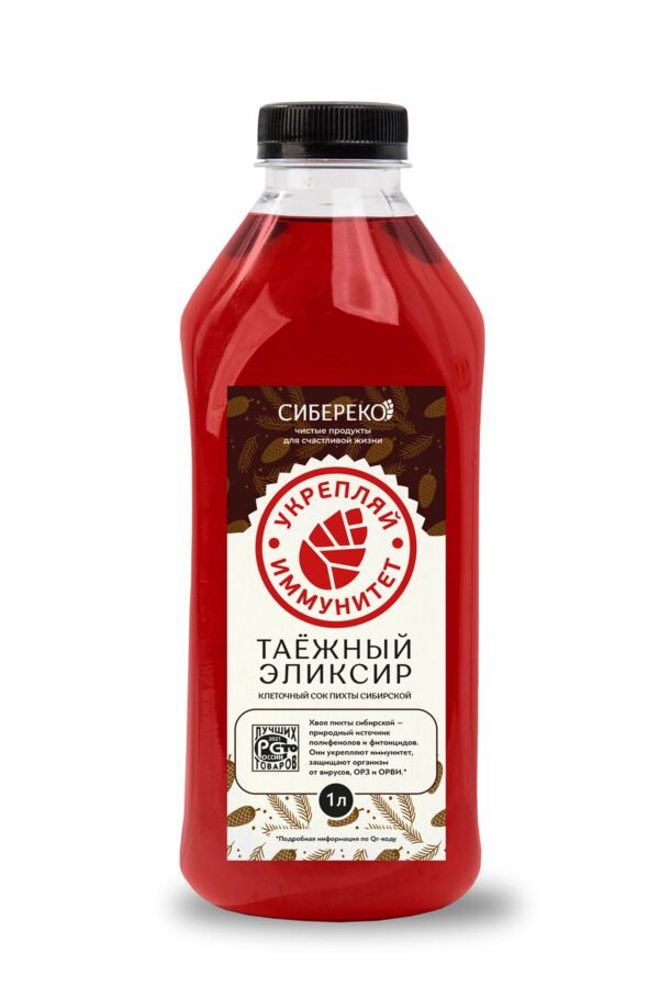 Сибереко Напиток безалкогольный &quot;СибирьЭко&quot; Клеточный сок пихты сибирской Таёжный эликсир 1л