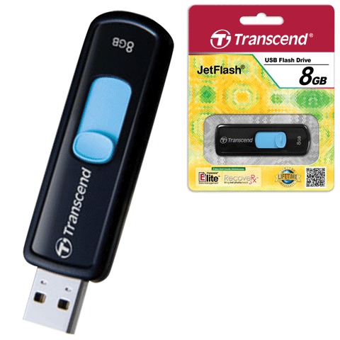 Флэш-диск 8GB TRANSCEND JetFlash 500 USB 2.0. черный, TS8GJF500