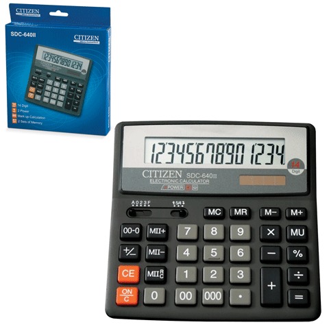 Калькулятор CITIZEN настольный SDC-640II, 14 разрядов, двойн