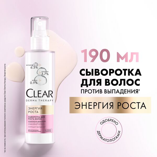 NEW ! Clear derma therapy сыворотка для волос против выпадения ЭНЕРГИЯ РОСТА 190 мл