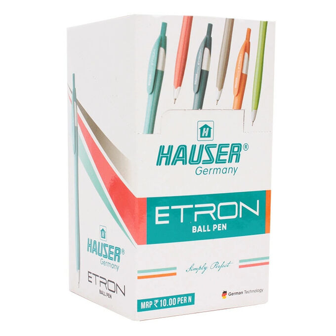 Ручка шариковая автоматическая синяя Etron корпус ассорти пастель HAUSER