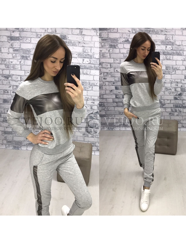 Спортивный костюм с кожаными вставками женский