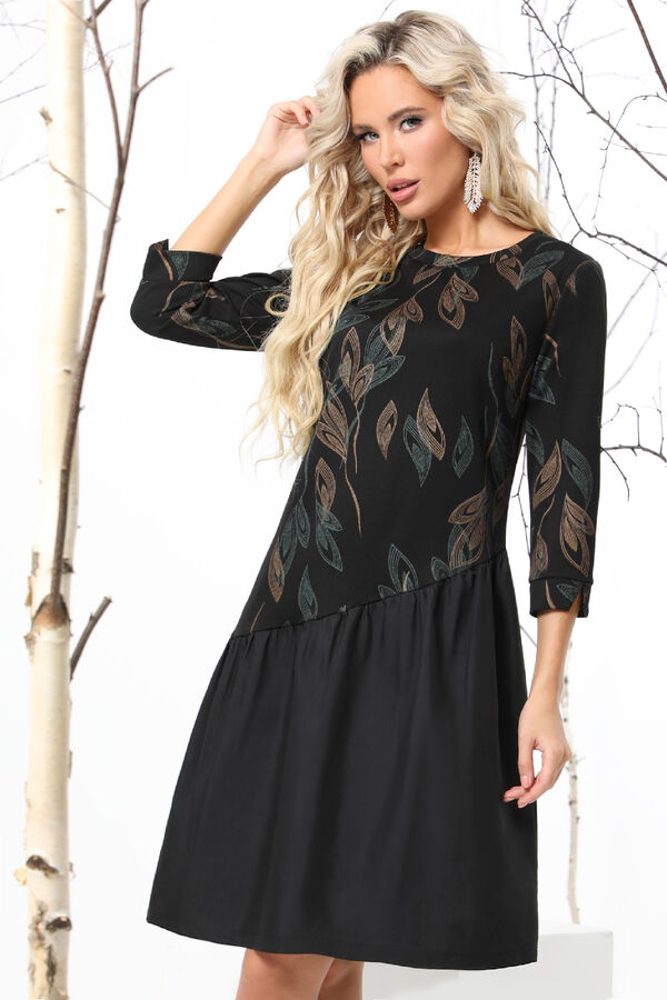 DStrend Платье черного цвета с асимметричным воланом