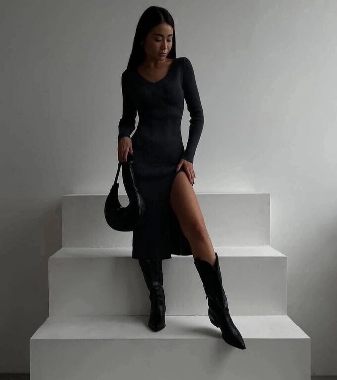 Платье лапша Stradivarius черное