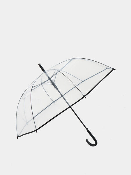 Зонт прозрачный трость, ручка черная, полуавтомат