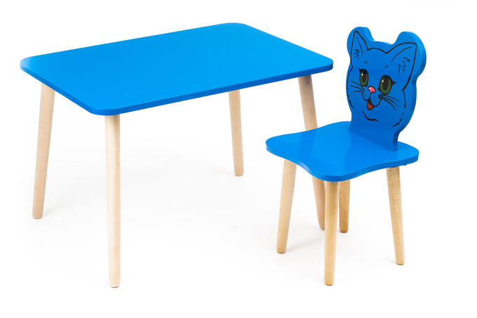 Комплект детской мебели Джери с голубым столиком (Цвет столешницы:Голубой, Цвет сиденья и спинки стула:Голубой)