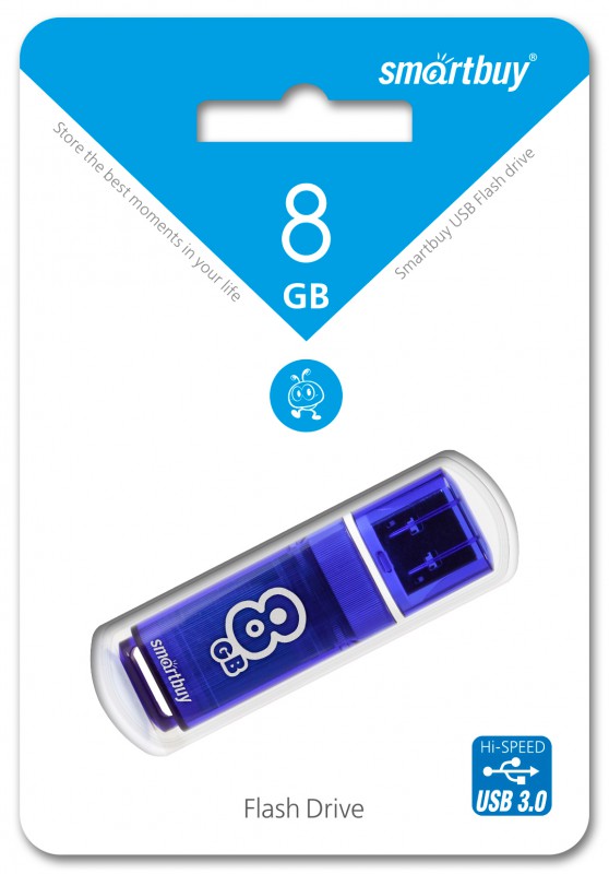 8GB USB Flash 3.0, SmartBuy Glossy синий, SB8GBGS-DB