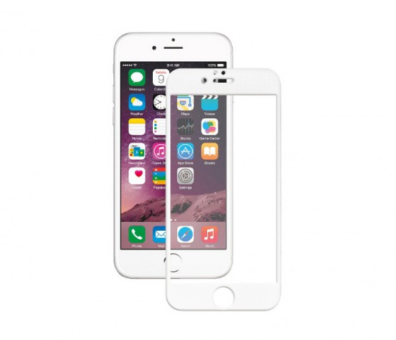 Защитное стекло iPhone 6/6S Full 3D белое, Deppa, 61968