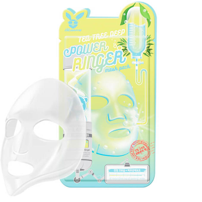 Elizavecca Tea Tree Deep Power Ringer Mask Pack Тканевая маска для проблемной кожи лица с экстрактом зеленого чая 23мл