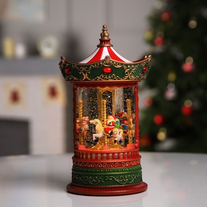 Luazon Lighting Светодиодная фигура «Карусель» 15.4x25x15.4 см, пластик, батарейки ААх3 (не в комплекте), USB, свечение тёплое белое