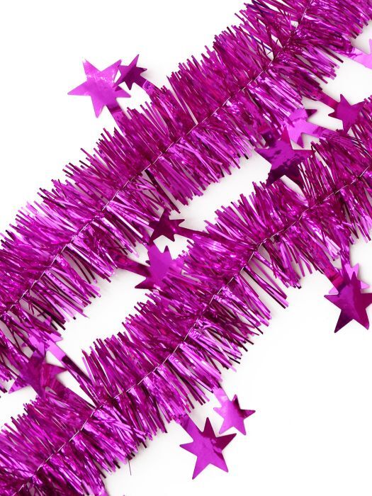 ФЕНИКС презент Новогодняя мишура Розовые звезды из ПЭТ 5*200см