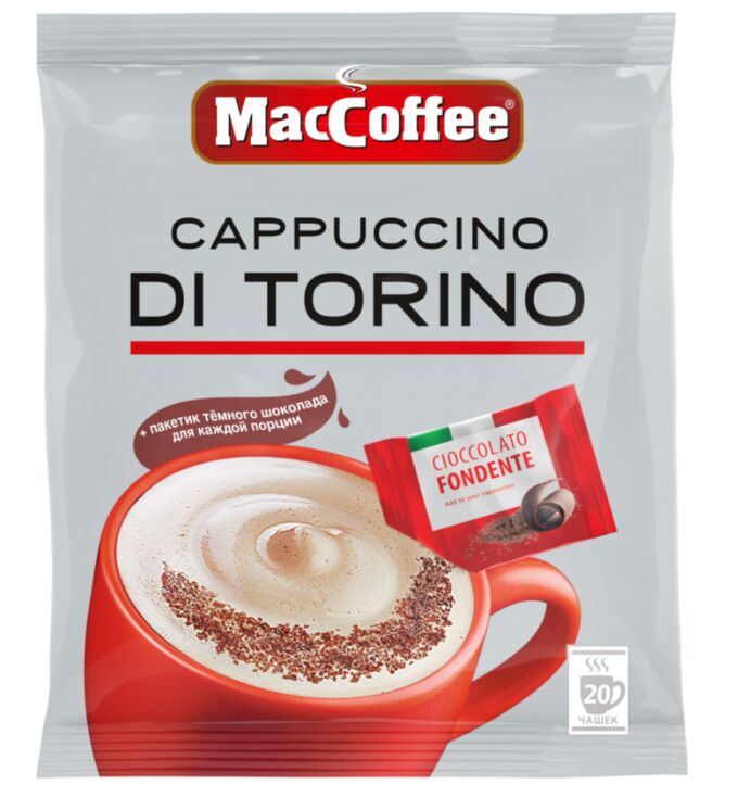 Tora Bika Кофе 3 в 1 Mac Coffee Капучино di Torino с шоколадной крошкой 20 шт