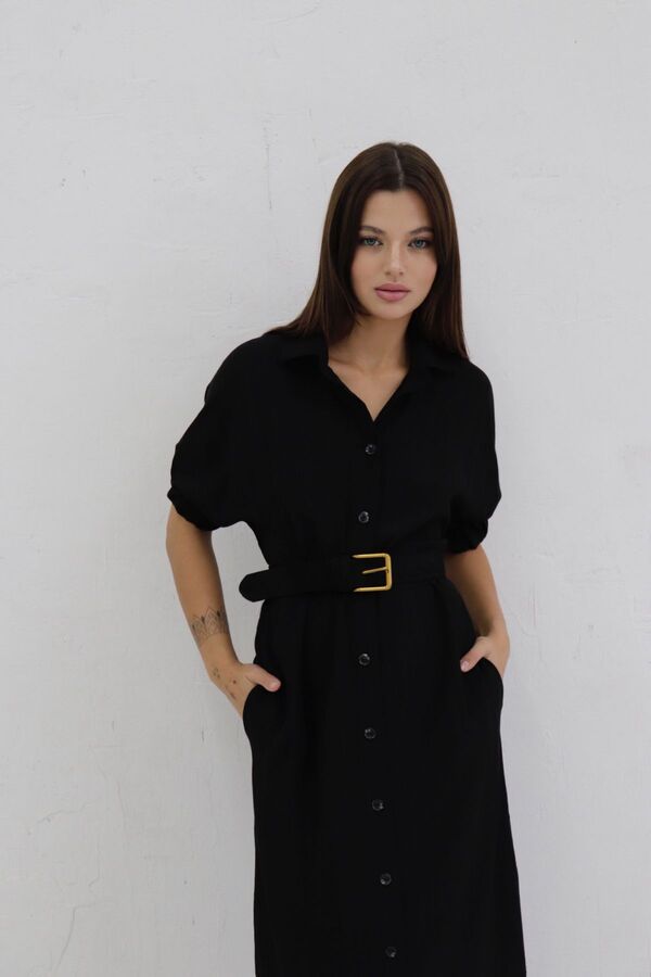 Martichelli Платье-рубашка с объёмными рукавами чёрное