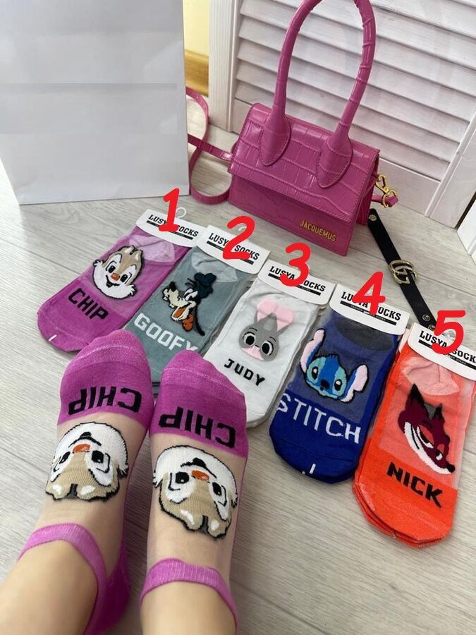 328562 Женские носки хлопок/сетка Lusya Socks с рисунком мультяшки