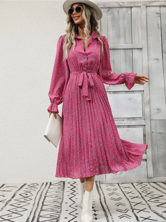 Платье с плиссированной юбкой 42-44-46 розовый цвет