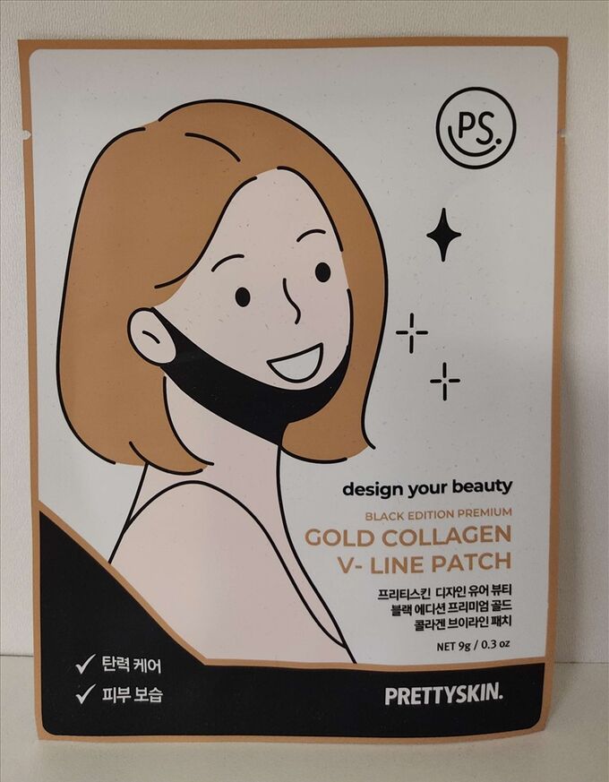 Pretty Skin Маска для коррекции контура лица Black Edition Premium Gold Collagen V-Line Patch