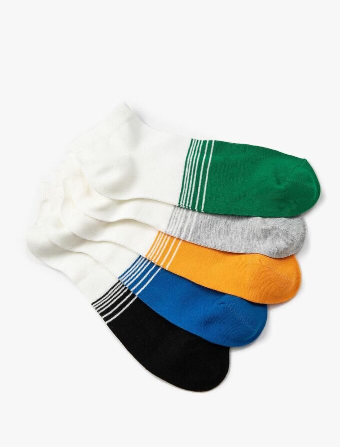 KOTON Мужской комплект носков-ботинок в полоску из 5 предметов, разноцветный