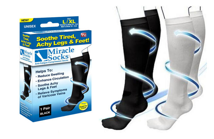 Компрессионные гольфы Miracle Socks белые