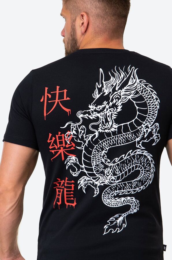 Happy Fox Хлопковая футболка с принтом дракон