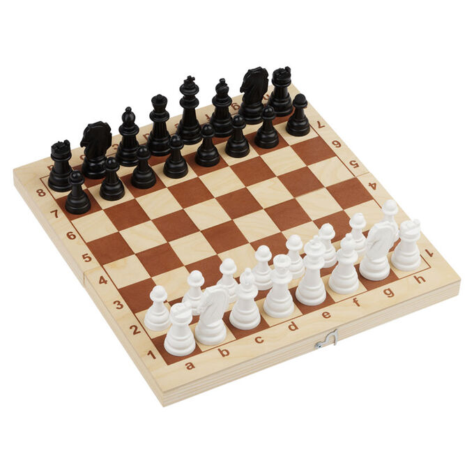 Набор игр ТРИ СОВЫ 2в1 &quot;&quot;Шахматы, шашки&quot;&quot;, обиходные, пластиковые с деревянной доской 29*29см