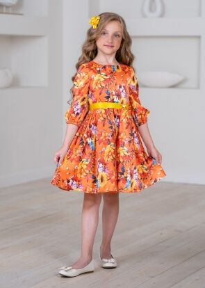 ALOLIKA Платье из атласной ткани с ярким цветочным принтом в осенней цветовой гамме