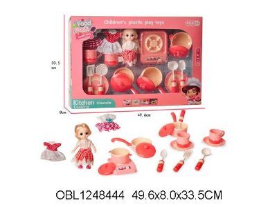 888-3 набор посуды с куклой, в коробке 1248444