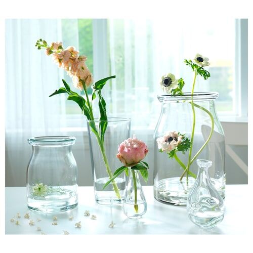IKEA БЕГАРЛИГ, ваза, прозрачное стекло, 29 см