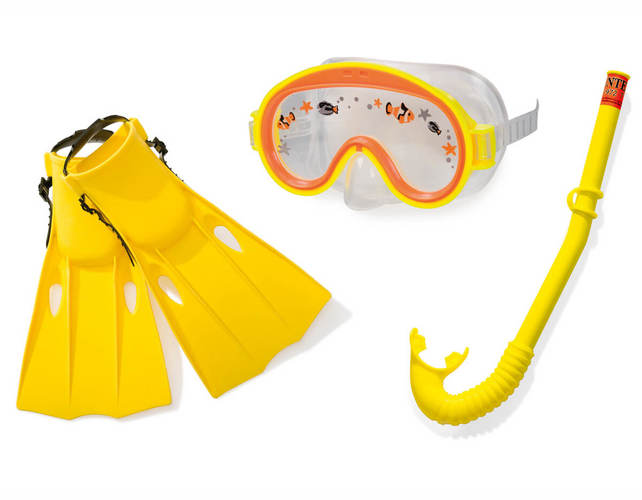 224605--Набор для плавания (маска,ласты, трубка) , от 3 до 8 лет, сетка