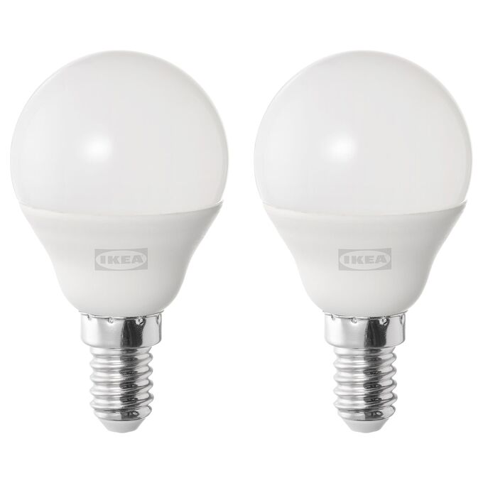 IKEA SOLHETTA, светодиодная лампа E14 470 люмен, глобус опалово-белый, 4000 K