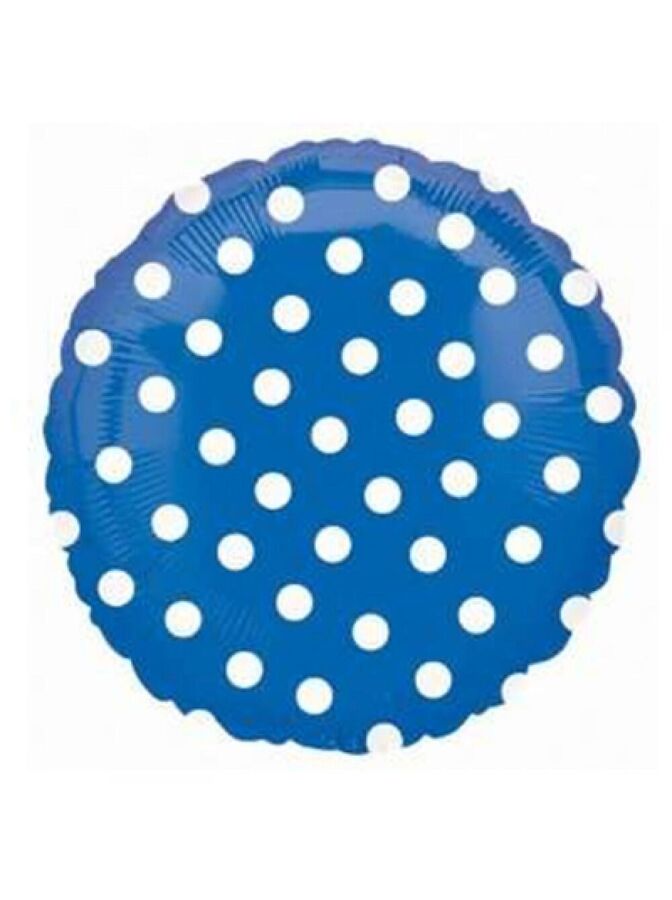 Шар фольга круг синий горох. Круг в горошек. Шар фольга круг голубой в горошек. Голубой шар в горох.