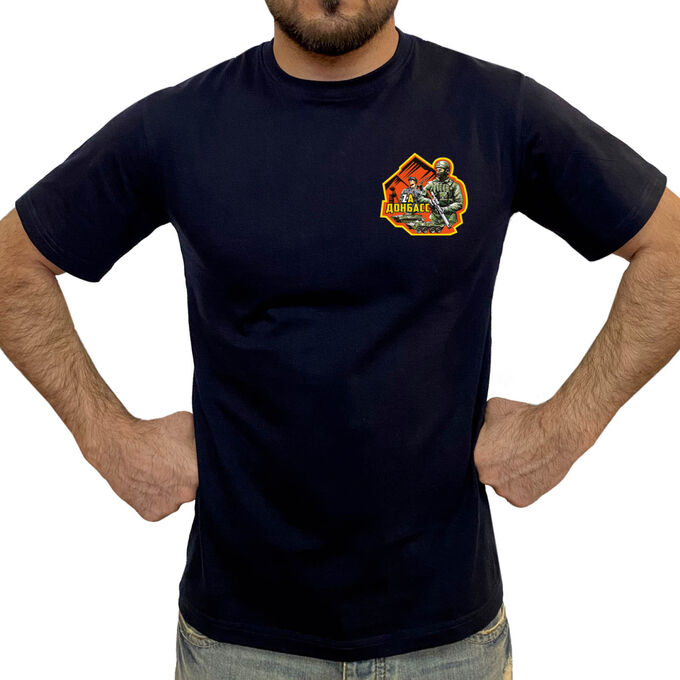 Тёмно-синяя футболка с термоаппликацией &quot;Zа Донбасс&quot;, (тр. №77)