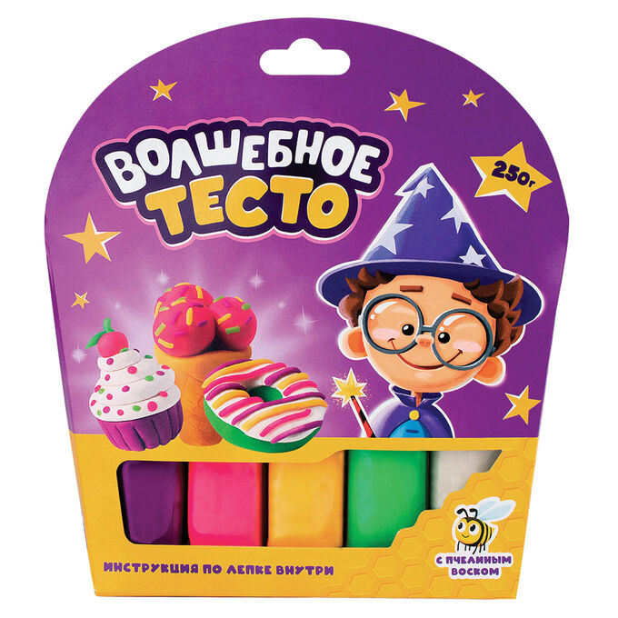 Набор для лепки &quot;Волшебное тесто&quot; 250 гр., 5 цветов, ВОЛШЕБНЫЙ МИР, VT013