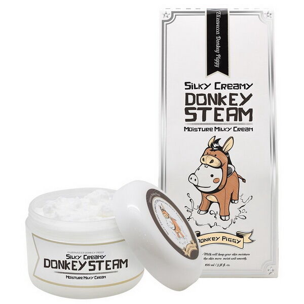 Паровой крем на основе ослиного молока Elizavecca Silky Creamy Donkey Steam Moisture Milky Cream, 100гр