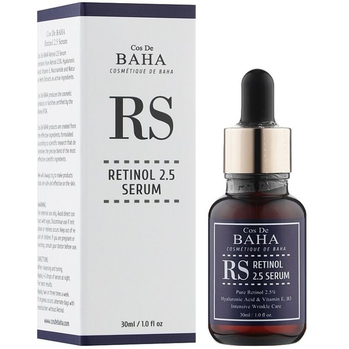 Интенсивная антивозрастная сыворотка для лица с ретинолом и комплексом витаминов Cos De BAHA Retinol Serum (RS)
