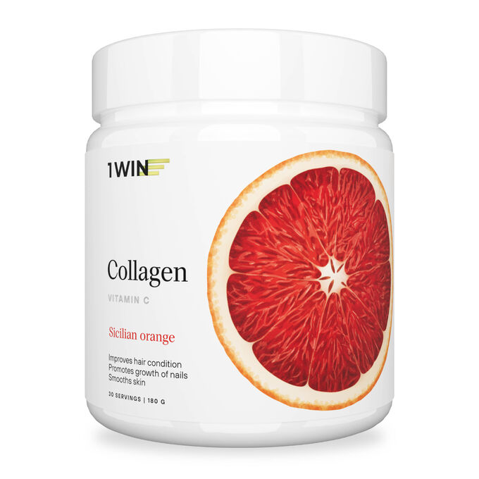1WIN Коллаген + Витамин С, Collagen + Vitamine C, Вкус: Сицилийский апельсин, курс на 1 месяц