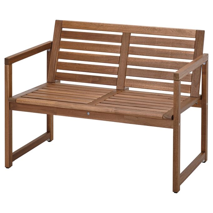 IKEA N?MMAR?, скамейка со спинкой, наружная, со светло-коричневыми пятнами