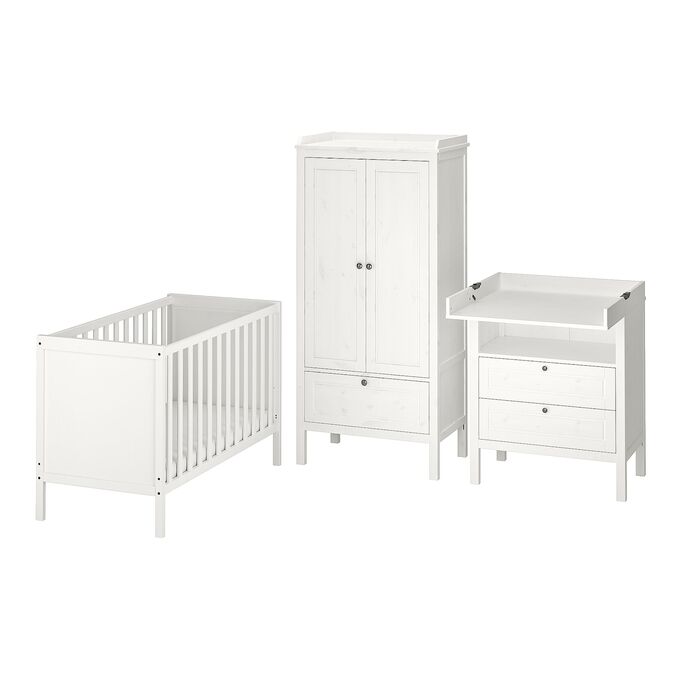 IKEA SUNDVIK, комплект детской мебели из 3 предметов, белый, 60x120 см