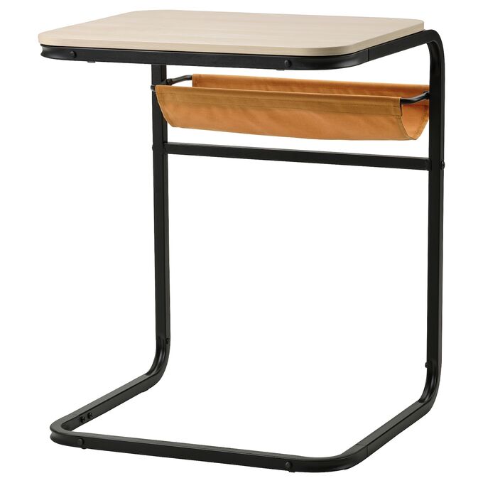 IKEA OLSER?D, приставной столик, темно-желтый с эффектом антрацита/березы, 53x50 см