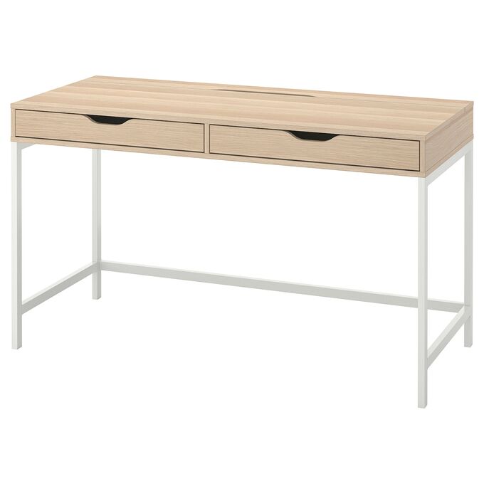 IKEA АЛЕКС, письменный стол, эффект белой морилки/дуба, 132x58 см