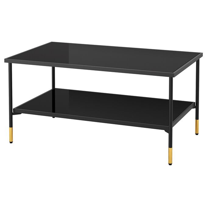 IKEA ЭСПЕРЕД, журнальный столик, черный стекло черное, 96x58 см
