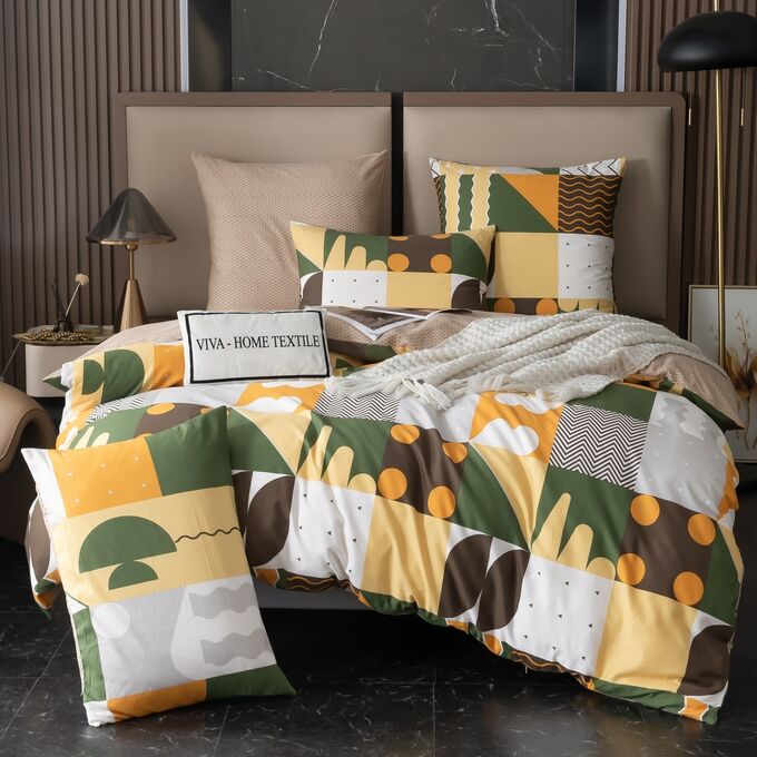 Viva home textile Комплект постельного белья Делюкс Сатин 100% хлопок на резинке LR601